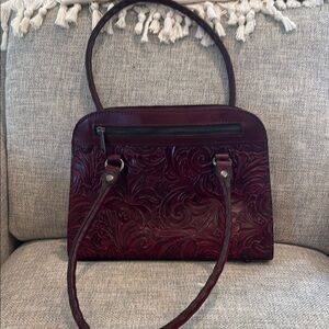 Elegant Patricia Nash Burgundy Leather Handbag